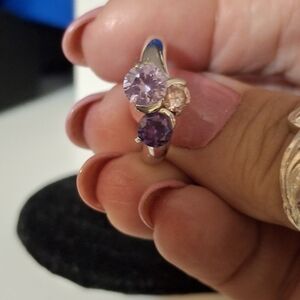 Elegant Sterling  Silver and Purple Gemstone Ring